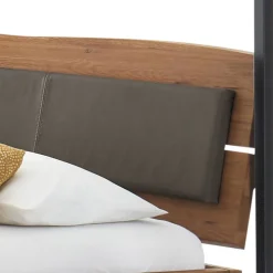 Baumkante Wildeiche Bett mit Metall Himmel Gestell - Agadi