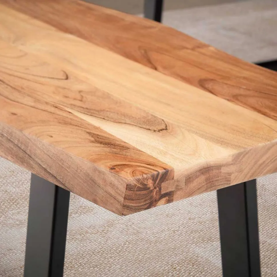 Baumkanten Küchenbank mit Trapezbeinen - Pafigona