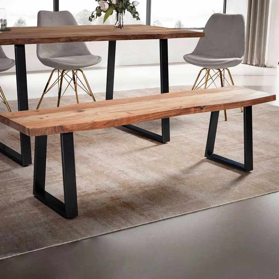 Baumkanten Küchenbank mit Trapezbeinen - Pafigona