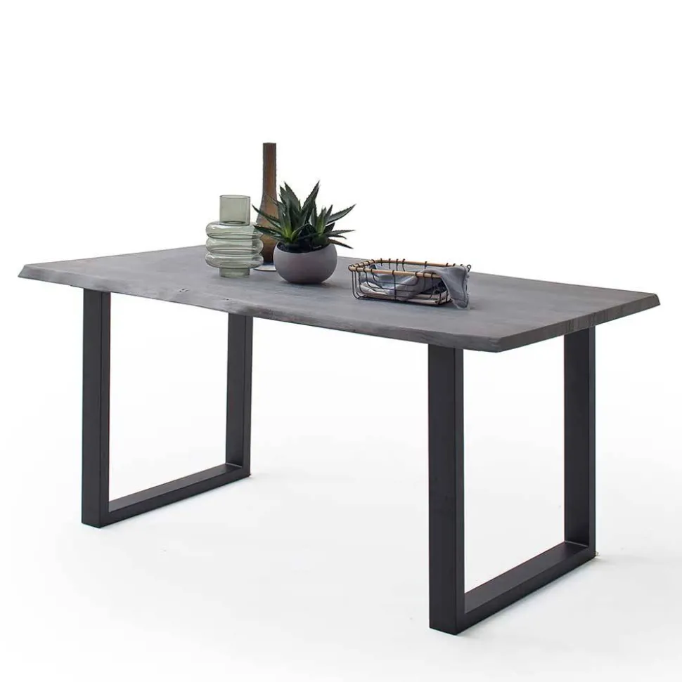 Baumkanten Küchentisch in Akazie Grau - Balanza