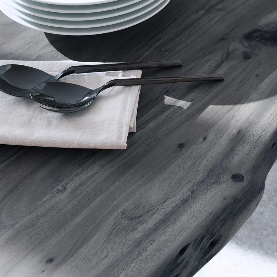 Baumkanten Küchentisch in Akazie Grau - Balanza