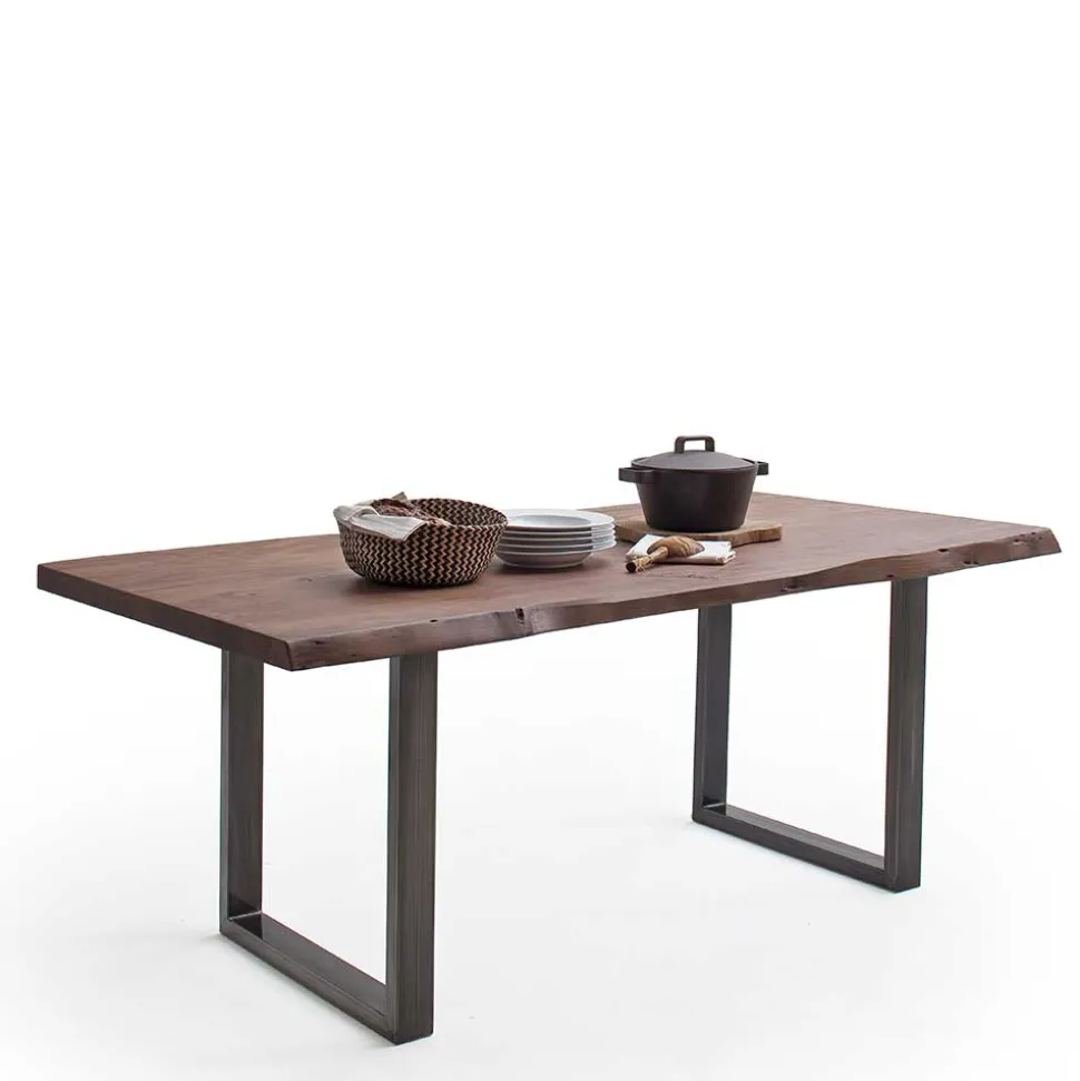 Baumkanten Tisch aus Akazie in Walnuss Braun - Rodrico