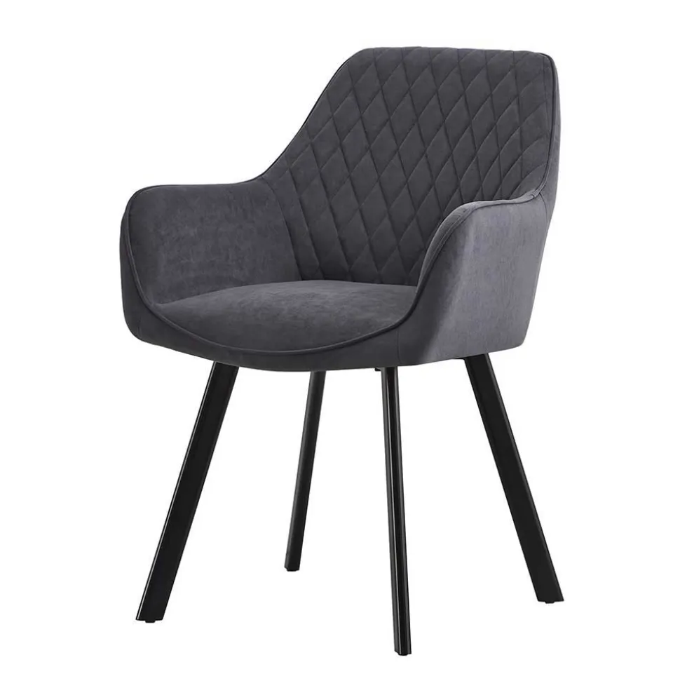 Baumkantentisch und Samtstühle Set - Omanu (fünfteilig)