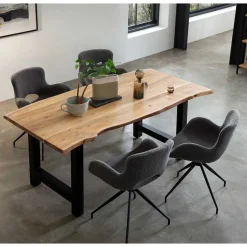 Baumkantentisch und Tischsessel Set - Eulena (fünfteilig)