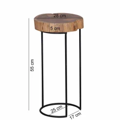 Baumscheibe Beistelltisch Buniato mit Metall-Gestell schwarz