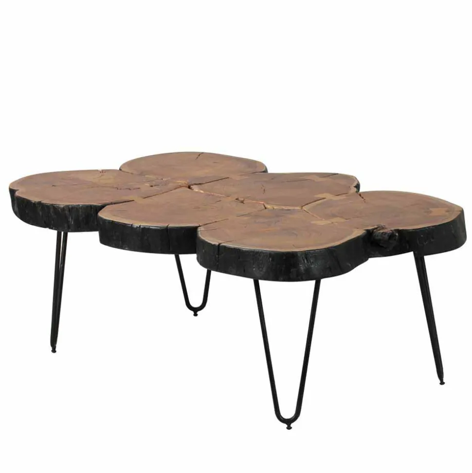 Baumscheiben Couchtisch Lariona mit Metall-Gestell