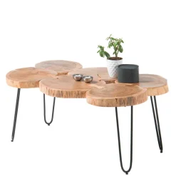 Baumscheiben Wohnzimmertisch mit Haarnadel Beinen - Ranuves