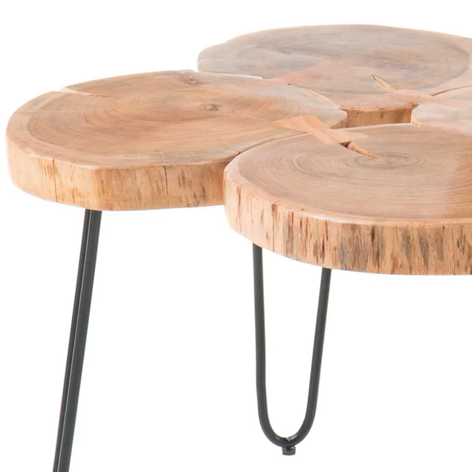 Baumscheiben Wohnzimmertisch mit Haarnadel Beinen - Ranuves