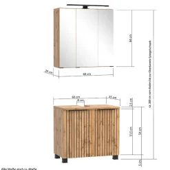 Beckenschrank & Spiegelschrank & Unterschrank - Crystoga (dreiteilig)
