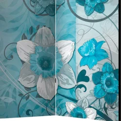 Bedruckte Trennwand mit Narzissen Motiv in Blau - Funtana