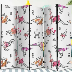Bedruckter Paravent mit Origami Dinos - LittleBill