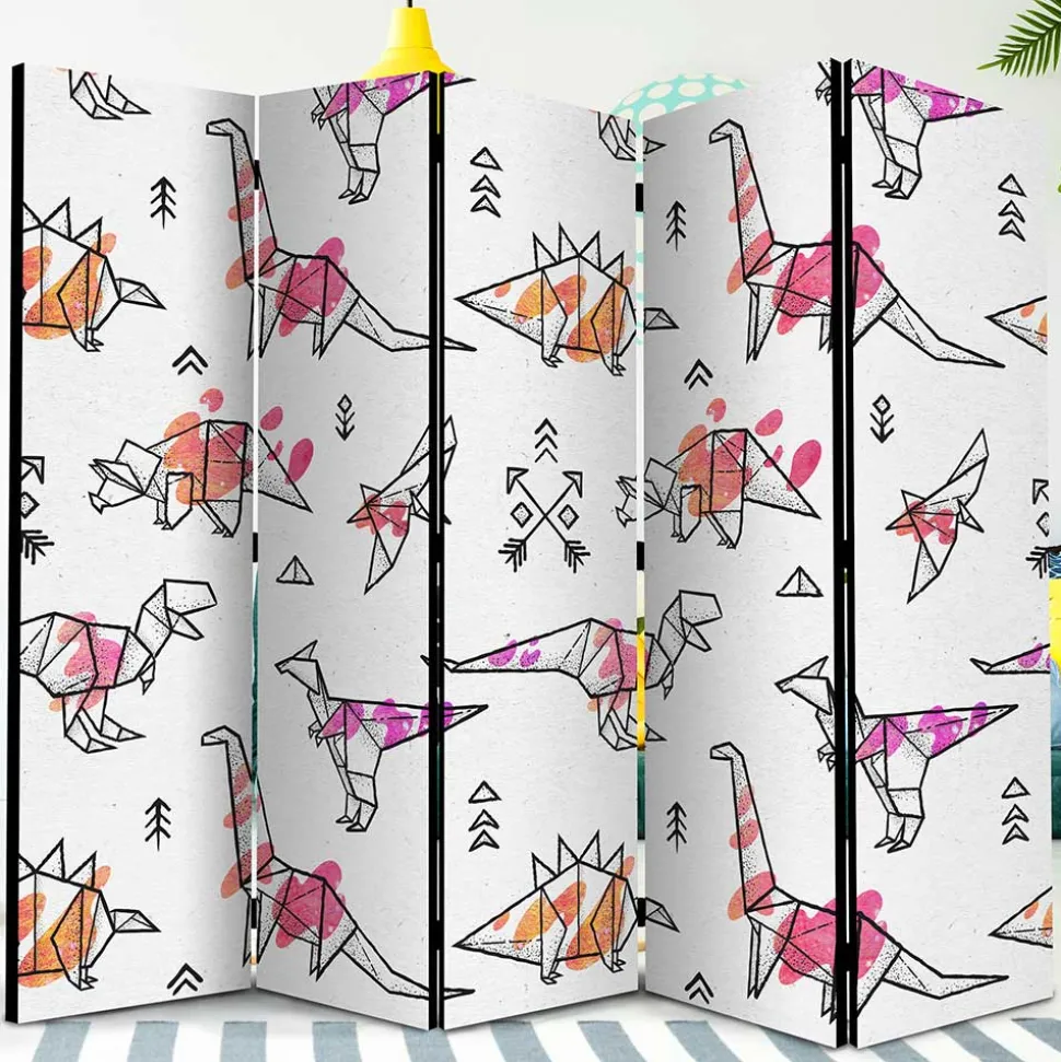 Bedruckter Paravent mit Origami Dinos - LittleBill