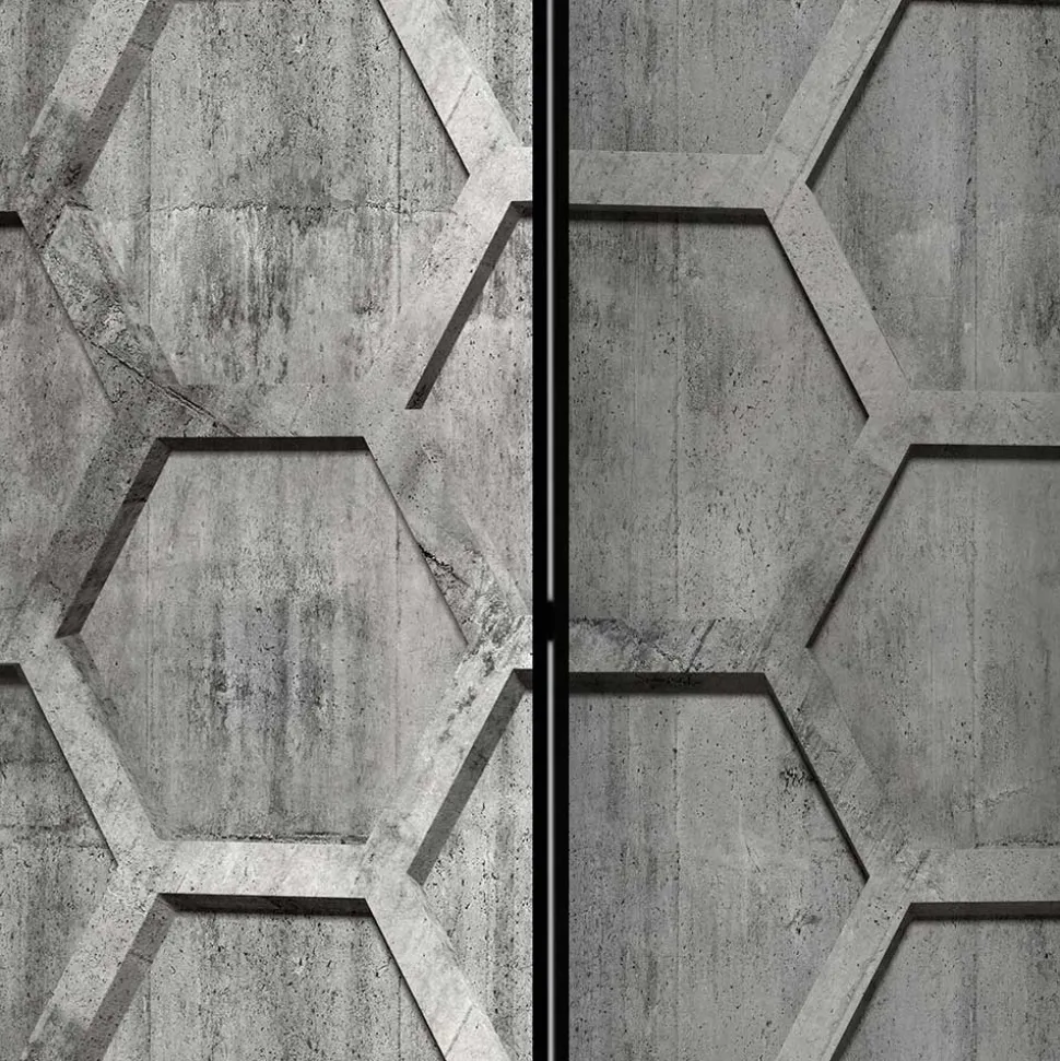 Bedruckter Paravent mit Wabenmuster in Grau - Heavens