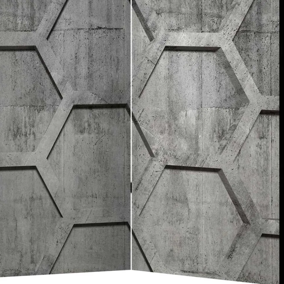 Bedruckter Paravent mit Wabenmuster in Grau - Heavens