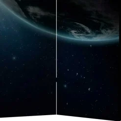 Bedruckter Paravent mit Weltraum Erde Motiv - Novaki