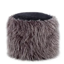 Beistellhocker aus Kunstfell Dunkelgrau - Landeck