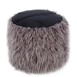 Beistellhocker aus Kunstfell Dunkelgrau - Landeck