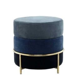 Beistellhocker in Blautönen und Gold - Vadrus