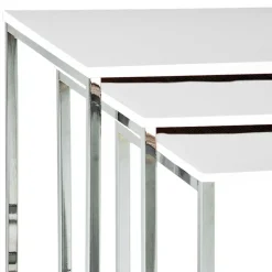 Beistelltisch Atlantis in Hochglanz Weiß (dreiteilig)