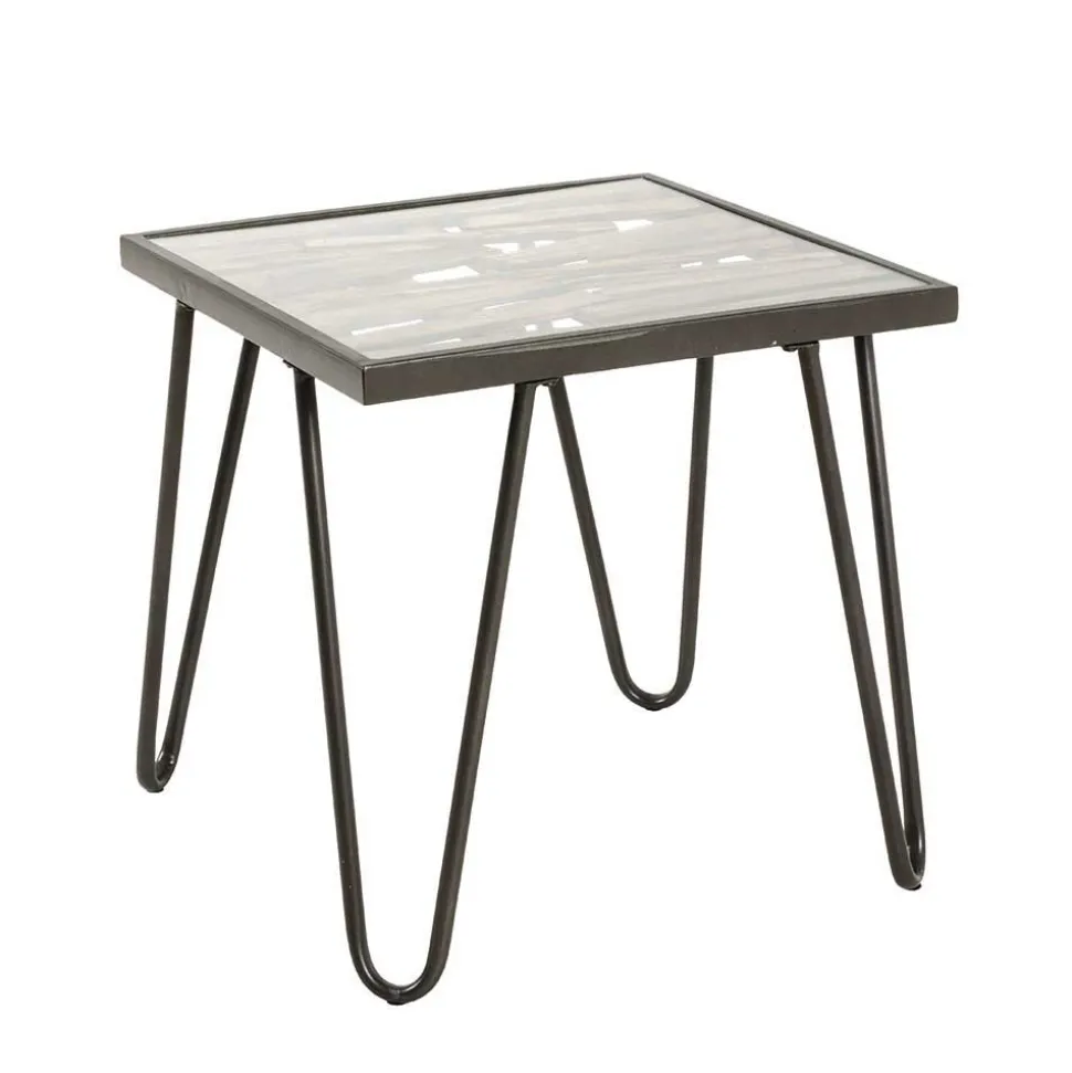 Beistelltisch aus Glas & Holz & Stahl - Zilandra