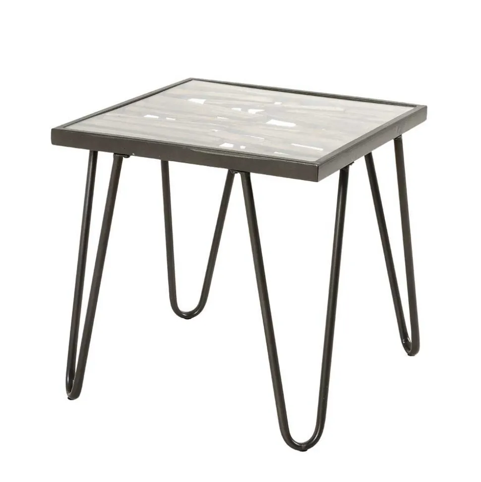 Beistelltisch aus Glas & Holz & Stahl - Zilandra