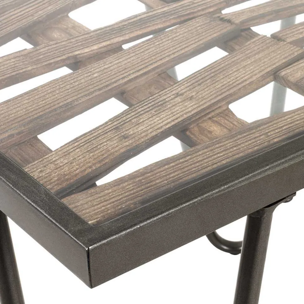 Beistelltisch aus Glas & Holz & Stahl - Zilandra