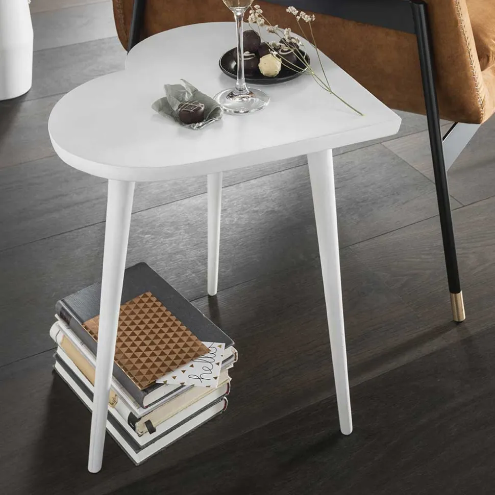 Beistelltisch im Herzdesign in Weiß - Vilantinos