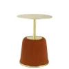 Beistelltisch in Gold mit Cognac Braun - Sambia