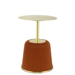 Beistelltisch in Gold mit Cognac Braun - Sambia