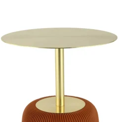 Beistelltisch in Gold mit Cognac Braun - Sambia