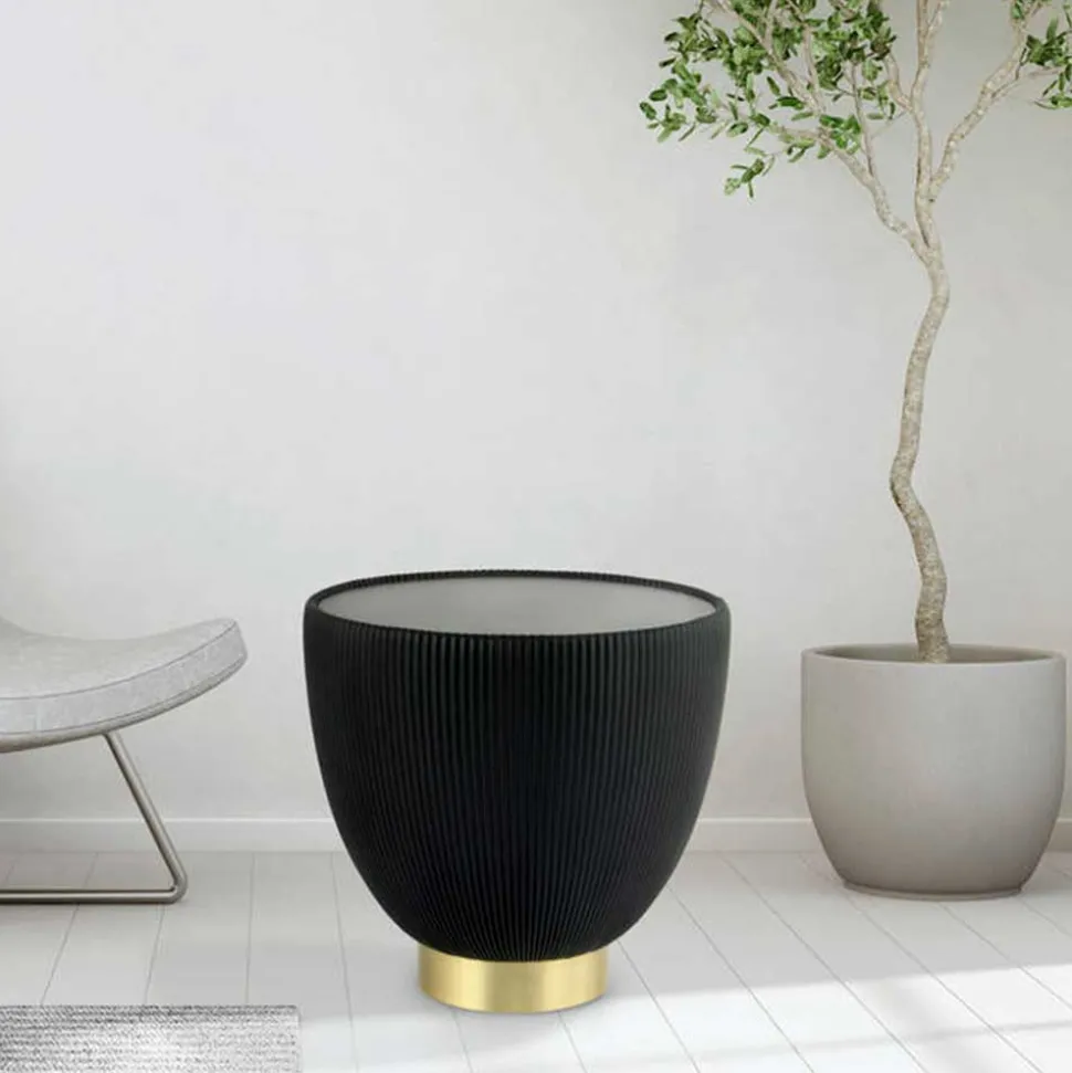 Beistelltisch in Schwarz Kunstleder - Viborg