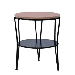 Beistelltisch in Wildeiche mit Glasablage in Grau - Tanoru