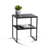 Beistelltisch mit Ablage in Schwarz Marmor Optik - Eila