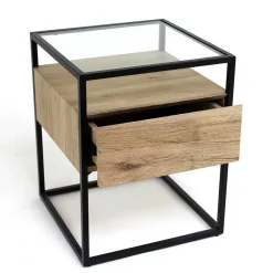 Beistelltisch mit Glasplatte und Stauraum - Vientor