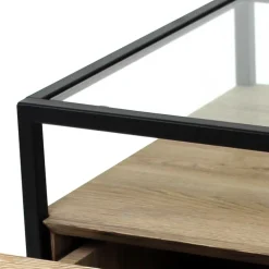 Beistelltisch mit Glasplatte und Stauraum - Vientor