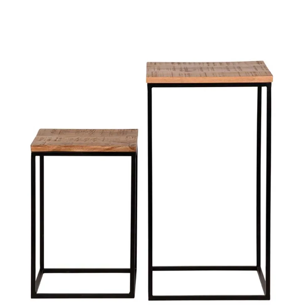 Beistelltisch Set in Mangoholz Natur - Asnada (zweiteilig)