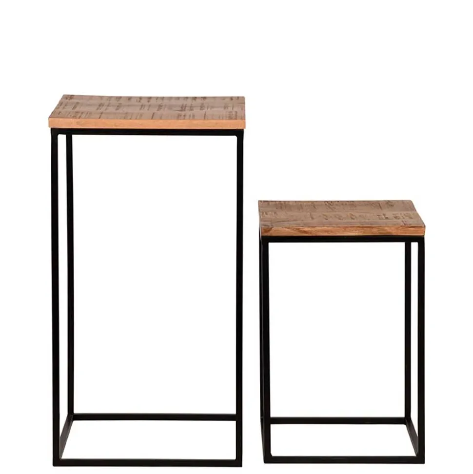 Beistelltisch Set in Mangoholz Natur - Asnada (zweiteilig)