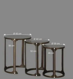 Beistelltisch Trio mit Marmorplatten - Manoja (dreiteilig)