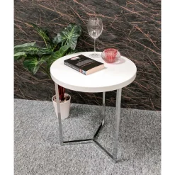 Beistelltischchen in Weiß & Chrom - Ofreda