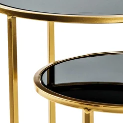 Beistelltische aus Schwarzglas - Ektuala (zweiteilig)