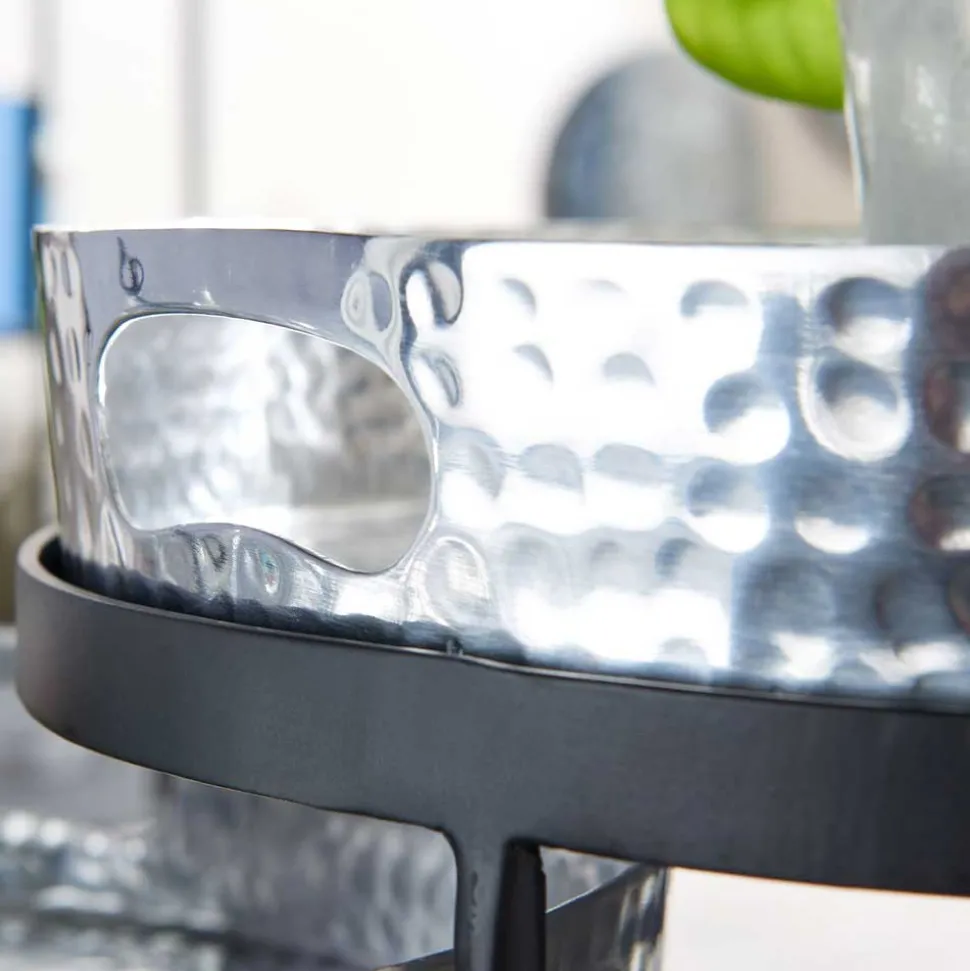 Beistelltische mit Tabletts in Silber - Makimona (zweiteilig)