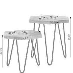 Beistelltische sechseckig aus Mangoholz - Pulaudio (zweiteilig)