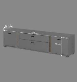 Beleuchtete TV Kommode mit 200 cm Breite - Racelyn