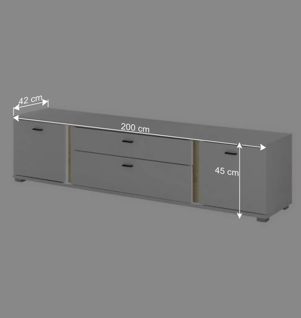 Beleuchtete TV Kommode mit 200 cm Breite - Racelyn