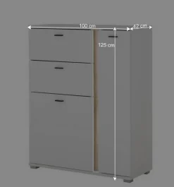 Beleuchtetes Sideboard in Weiß mit Wildeiche - Racelyn