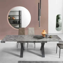 Betonoptik Ausziehtisch mit zwei Einlegeplatten - Relisa