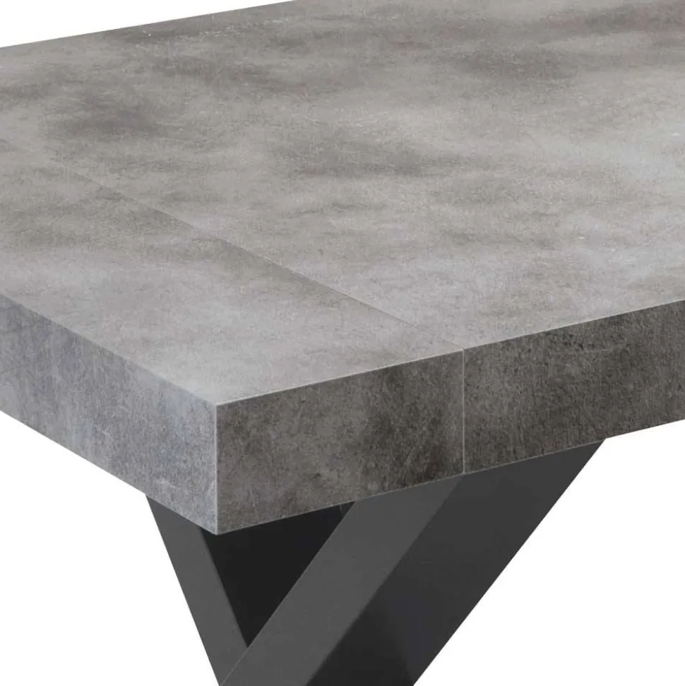 Betonoptik Ausziehtisch mit zwei Einlegeplatten - Relisa