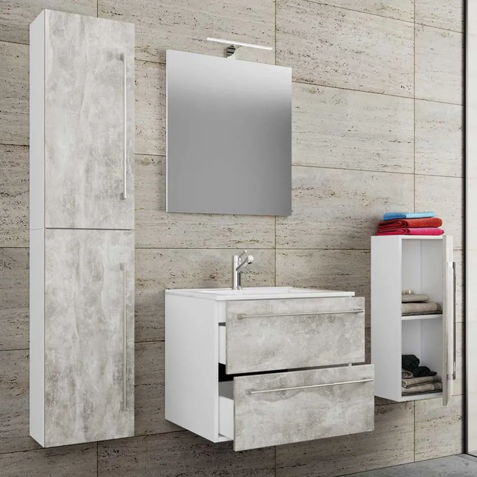 Betonoptik Badezimmermöbel Set - Salvadore (vierteilig)
