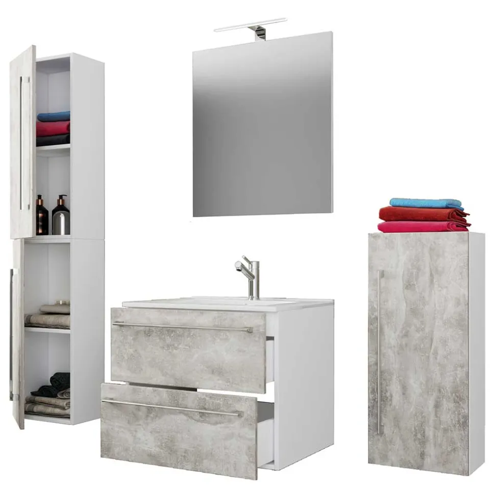 Betonoptik Badezimmermöbel Set - Salvadore (vierteilig)