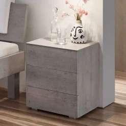 Betonoptik Bett & Nachtkommoden - Greyna (dreiteilig)